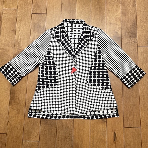 IC By CONNIE K Women's Black White Polka Dot jacket blazer S Red Button - Picture 7 of 14